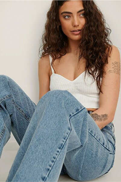 LİMABEL High Waist Blue Palazzo Jeans Lycra Stretchy Jeans