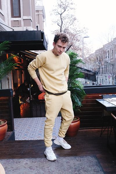 gothamvibes Pantaloni de sport muștar pentru bărbați