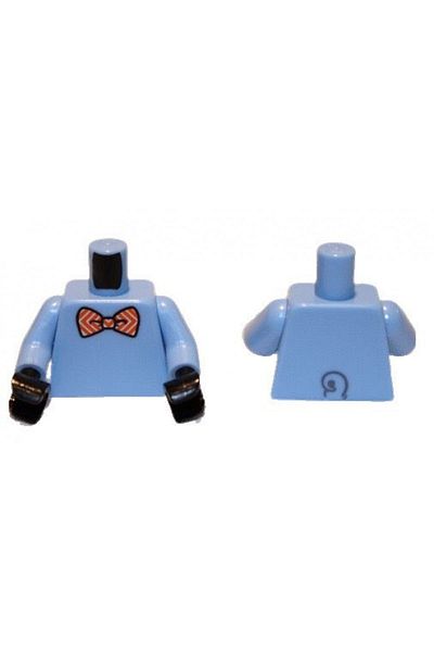 LEGO Original Moc Custom Minifigure Minifigure Body Torso Light Blue with Red Striped Bow Tie