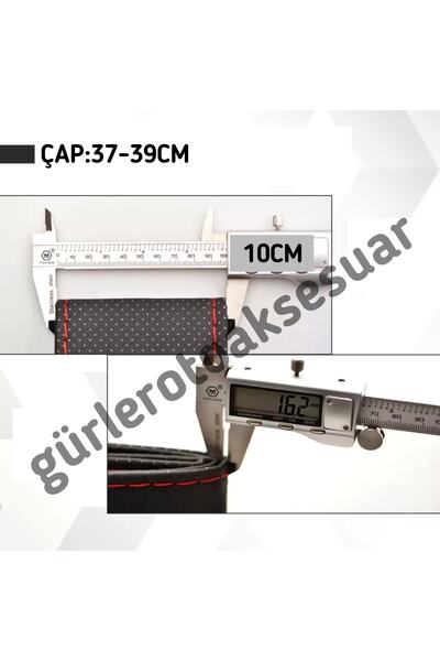 Asegaraj 10 Adet Universal Deri Dikmeli Direksiyon Kılıfı Soft Siyah Deri-yeşil Ipli (38×10cm)