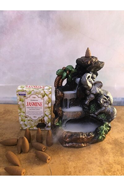 Hilalnur Hediyelik Fil Figürlü Şelale Geri Akış Tütsülük / 10 Adet ( Yasemin ...