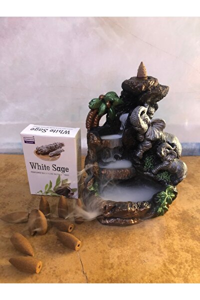 Hilalnur Hediyelik Fil Figürlü Şelale Geri Akış Tütsülük / 10 Adet ( White Sa...