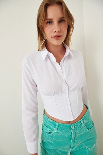 alenmoda Corset alb de damă cu talie elastică