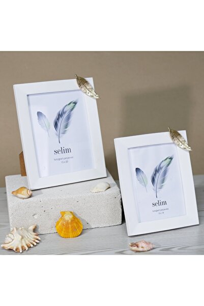 Selim 13x18 Leaf Frame White Gold