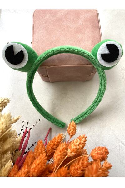 Tahtakaledeyim تاج شعر على شكل ضفدع مخملي، إكسسوار للشعر