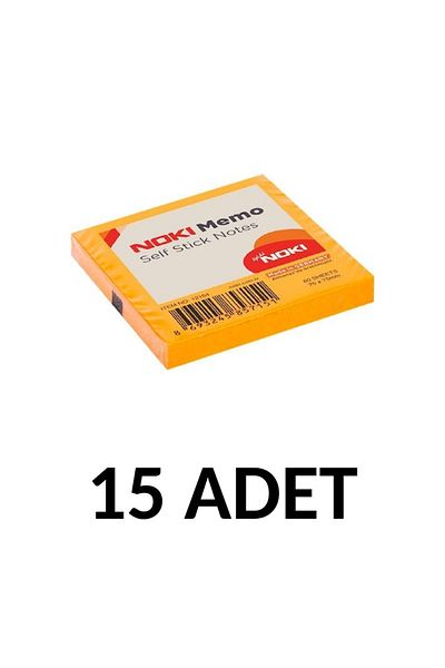 Noki 15 Pieces Postit 75mm X75mm Adhesive Paper 80 Sheets Orange