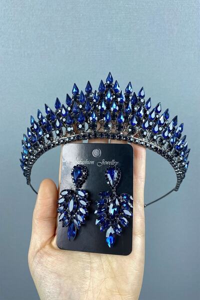 Bontex Accesoriu de mireasă, model Eda, albastru marin, set tridimensional de...