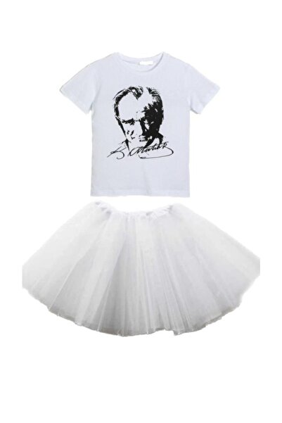 FATELLA Κοριτσίστικο κοντομάνικο Ataturk εμπριμέ μπλουζάκι Tutu φούστα Σχολικ...