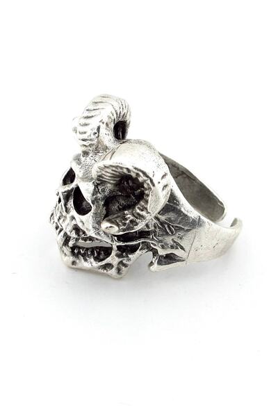 Solfera Men's Gothic Ring - Horned, Skull, Brass Adjustable Rg027