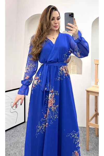 Miasista Rochie florală din șifon cu căptușeală lungă Rochie de mărime mare