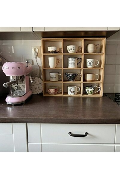 İnci Home Ahşap Kupa Rafı
