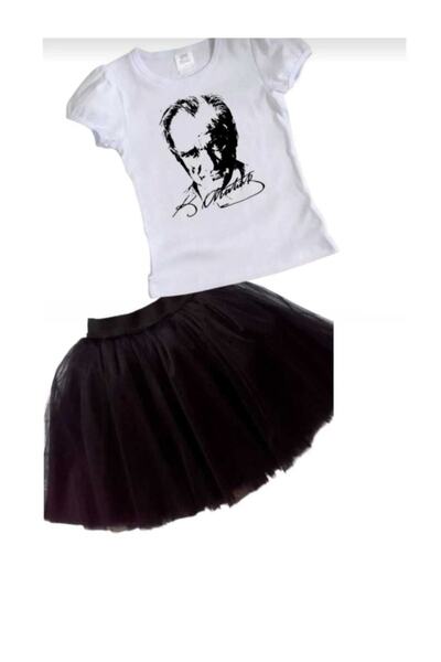 Yakalaa تي شيرت للفتيات لأزياء الأداء في 23 أبريل 29 أكتوبر، تنورة أتاتورك مط...