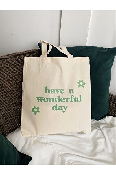 designedfy Geantă din pânză imprimată pentru o zi minunată