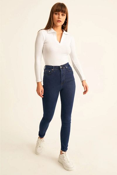SANTA BELLA Blugi skinny albastru închis Napoli pentru femei Power Lycra Jeans Pantaloni Gatherer