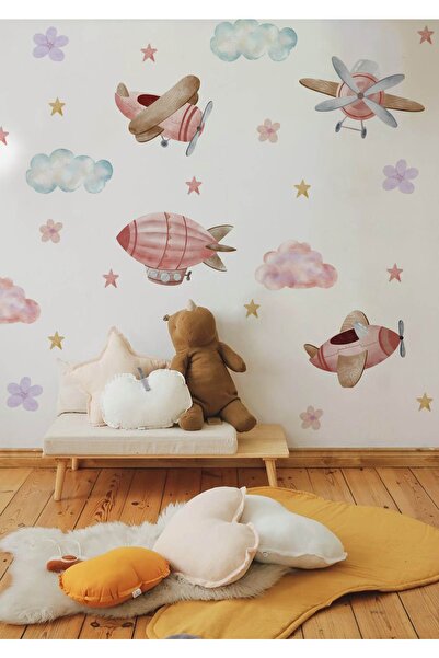 WALLHUMAN Pembe Yolculuk Çocuk Odası Duvar Stickerı