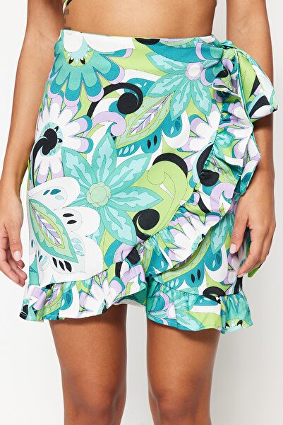Trendyol Collection Floral Patterned Mini Woven Tie Skirt TBESS21ET0262