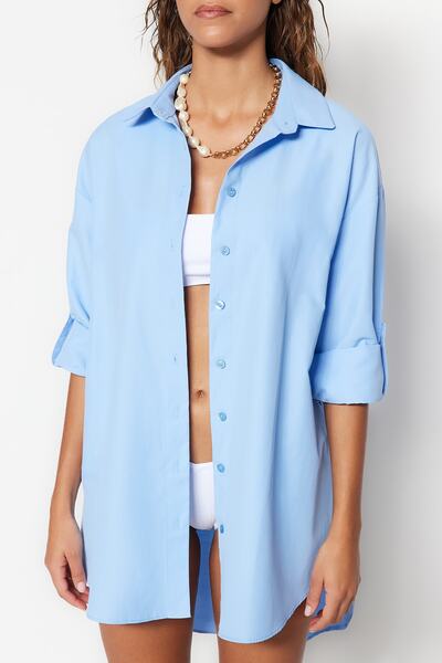 Trendyol Collection Világoskék szőtt stranding TBESS22GO0664