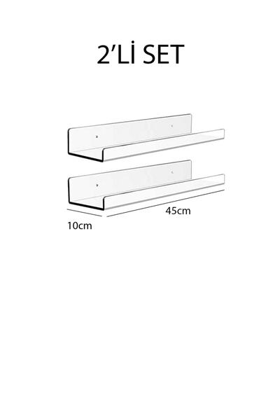 Queen Bee İstanbul Modern Çok Amaçlı 2'li Pleksi Hayalet Raf Seti- 40cm Genişlik 10cm Derinlik