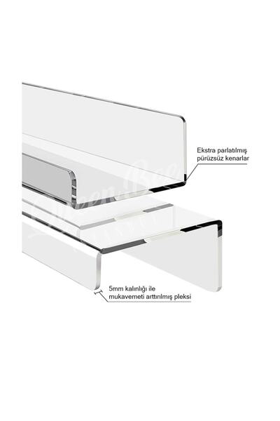 Queen Bee İstanbul Modern Çok Amaçlı 2'li Pleksi Hayalet Raf Seti- 40cm Genişlik 10cm Derinlik