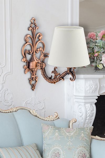 DEDE Zamak Sconce with Copper Cream Hat