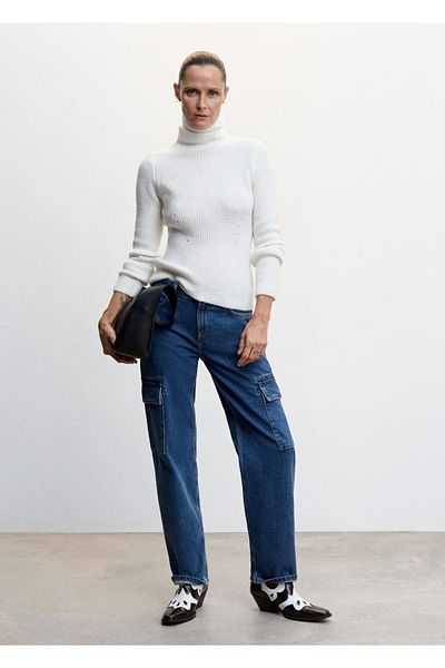 MANGO Woman Cargo Jean Pants with Pockets