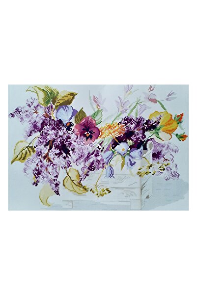 ElkaHobi Goblen Etamin Işleme Seti 40x50 Cm Çiçek Deseni