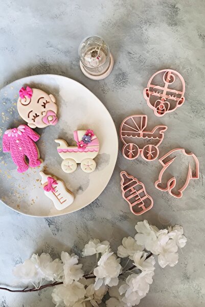 CESTOPİENO مكونة من 4 قطع من عجينة الأطفال باللون الوردي (عربة أطفال، لهاية، ...