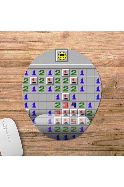Pixxa حقل الألغام الأرضية - موديل لوحة ماوس مدعومة للمعصم من Minesweeper - بيضاوي واحد