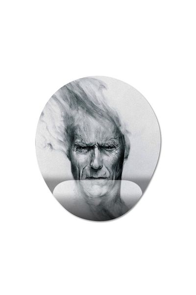 Pixxa نموذج لوحة الماوس Clint Eastwood مع دعم المعصم - 3 بيضاوي
