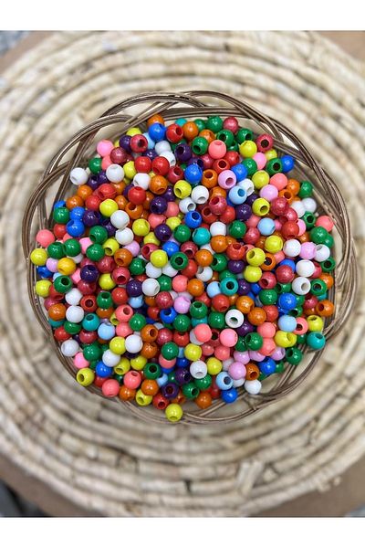 KARDEŞLER BONCUK HEDİYELİK EŞYA Plastic Decoration Beads Colored Wide Hole 10 Mm 300 grams