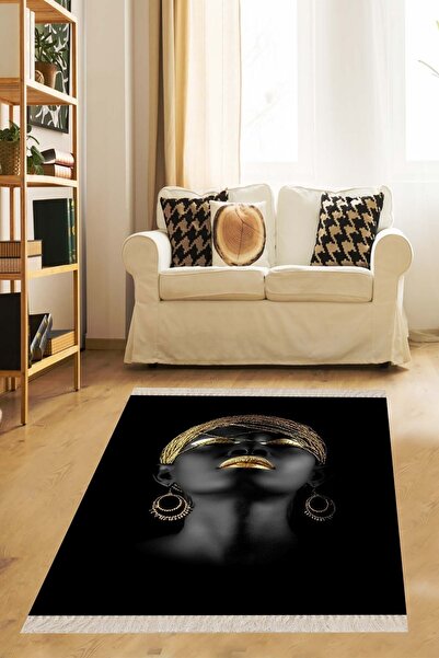 on the clouds Afrika Desenli Afrikalı Kadın Halı Dijital Baskı Yıkanabilir Mo...