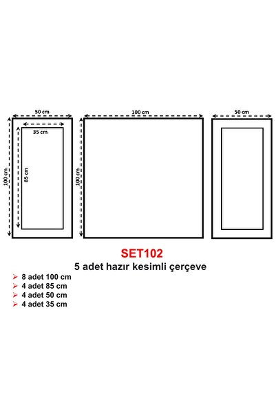 DECOZZA Boyanabilir 5 Adet Hazır Çerçeve 2,5 Cm (SET102)