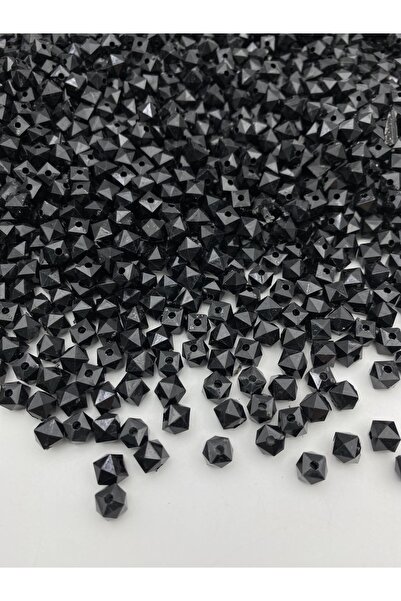 Hedef Bijuteri 50Gr 8mm Black Color Cube, Cubic Model Acrylic Beads, Jewelry, Bag Beads (50Gr,~200 Pieces)