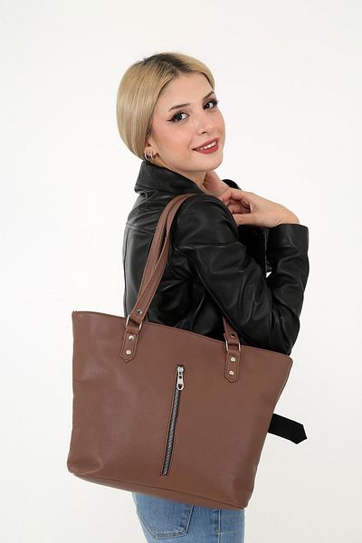 DERİNSS Dkb579 Genuine Leather Brown Women's Hand and Shoulder Bag