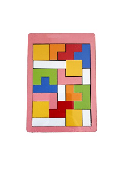 ZEKİCE OYUNCAK Renkli Ahşap Tetris Oyunu Doğal Ahşap Tetris-hediyelik Zeka Oyunu