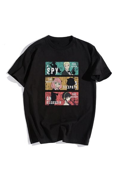 Touz Μπλουζάκι Haraju Triple Anime με μοτίβο μαύρο Unisex Oversize