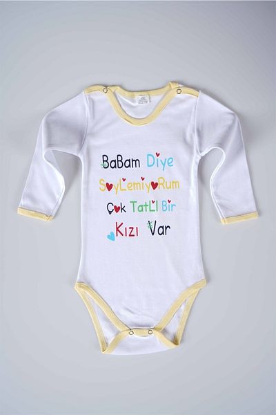 MİNİKO KİDS New Season Baby Child Long Sleeve Cotton Bady Bodysuit with I Don't Call My Father