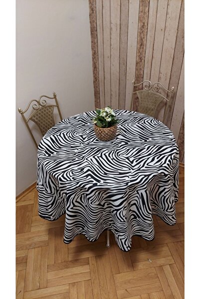 gonk Round, Zebra Patterned, Duck (LIQUID PUSHER, SPOT-PROOF) Fabric, Table Cloth