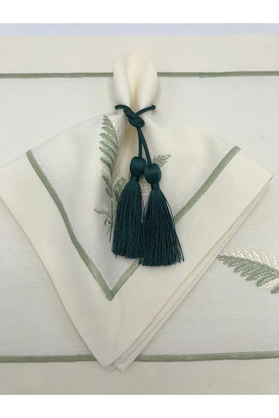 KATMERTEKS 8 Pieces Duck Green Napkin Ring with Tassel Tie Model
