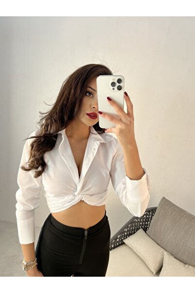 Fame Γυναικεία Μπλούζα Crop - Λευκή