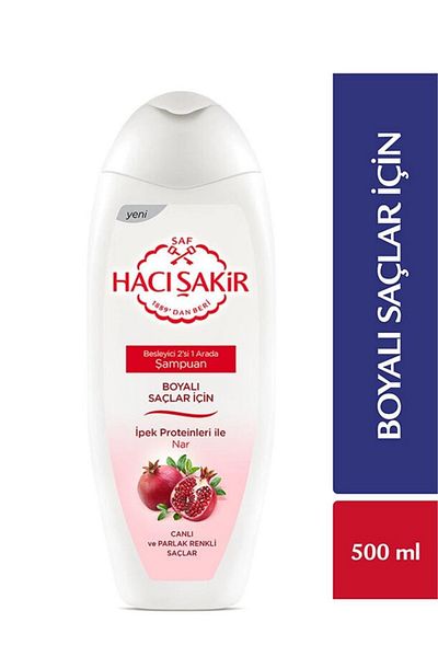 Hacı Şakir Pomegranate Colored Shampoo - 500 ml 2 Pieces for Hair