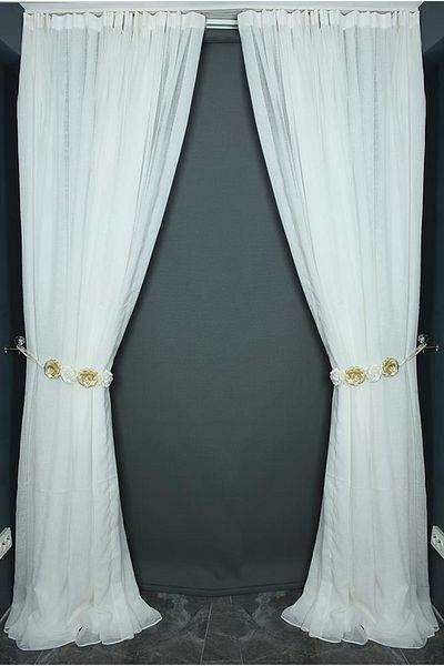 AKÇA TEKSTİL Linen Model Off White Color Single Wing Ready Planted Pleated Background Curtain 300*260 Cm