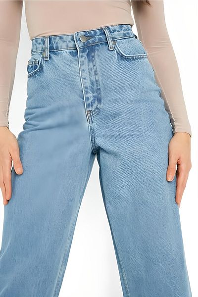Trn JNS Pati X 90's Blue Snow Wash Palazzo Jean Femei Power Lycra Femei Talie înaltă