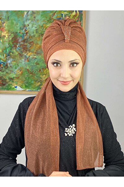 BUTİKAMBAR Hürrem Açık Bakır Tek Biritli Simli Atkılı Bone