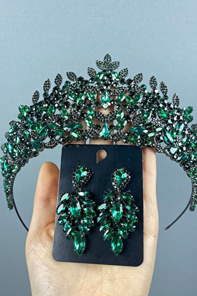 Bride Aksesuar Dünyası Accesoriu de mireasă Henna Green Sena Model Leaf Patte...