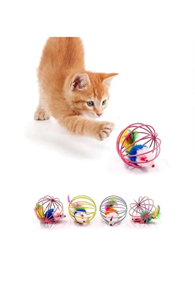 PATİLİDÜNYA Kedi Oyuncağı Top Içinde Peluşlu Fare 6 Cm ( 1 Adet )