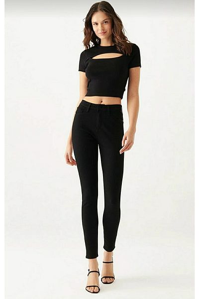 Trn JNS Varinka Μαύρο ψηλόμεσο τζιν παντελόνι Skinny Skinny Leg Not Fade
