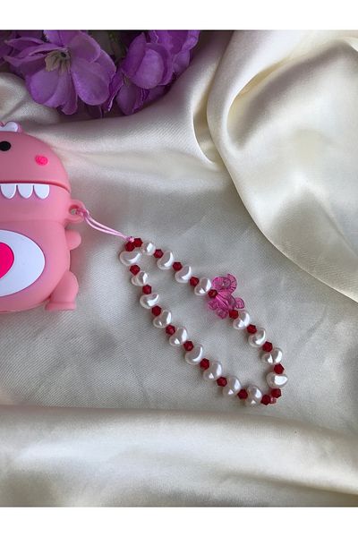 PEONY - peonyofficiall Red Pink Unicorn Horse Design Short Lanyard Charmi Wireless Headphone Lanyard Strap Short Charm Compatible