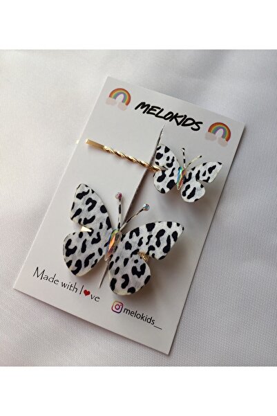 MeloKids Black and White Patterned Butterfly Buckle Clip and Wire Buckle