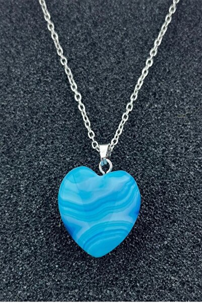 NehirTaş Certified Natural Stone Heart Necklace (Average 2 cm Length 2 cm Width)